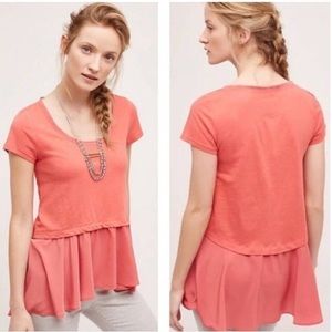 Anthro Postmark Layered Peplum Top